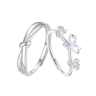 Lover knot couple ring