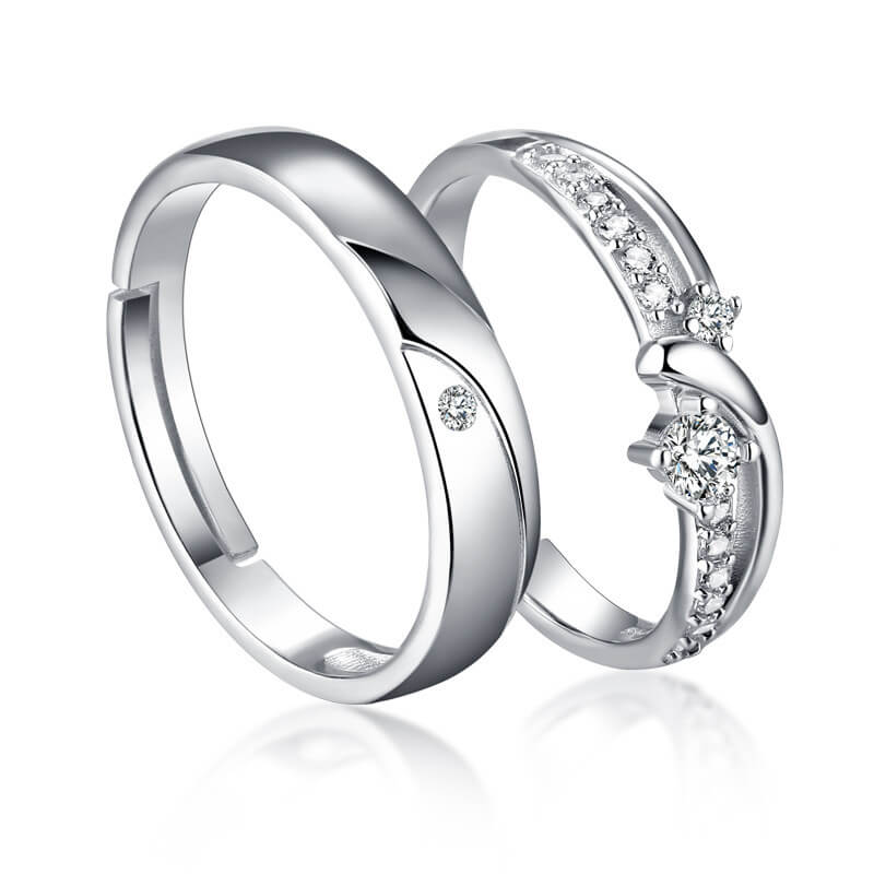 Buy Platinum Plated Heart Shaped Adjustable Couple Ring online from Karat  Cart