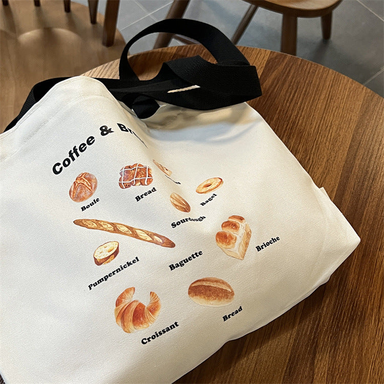Coffee and Bread Canvas Tote Bag