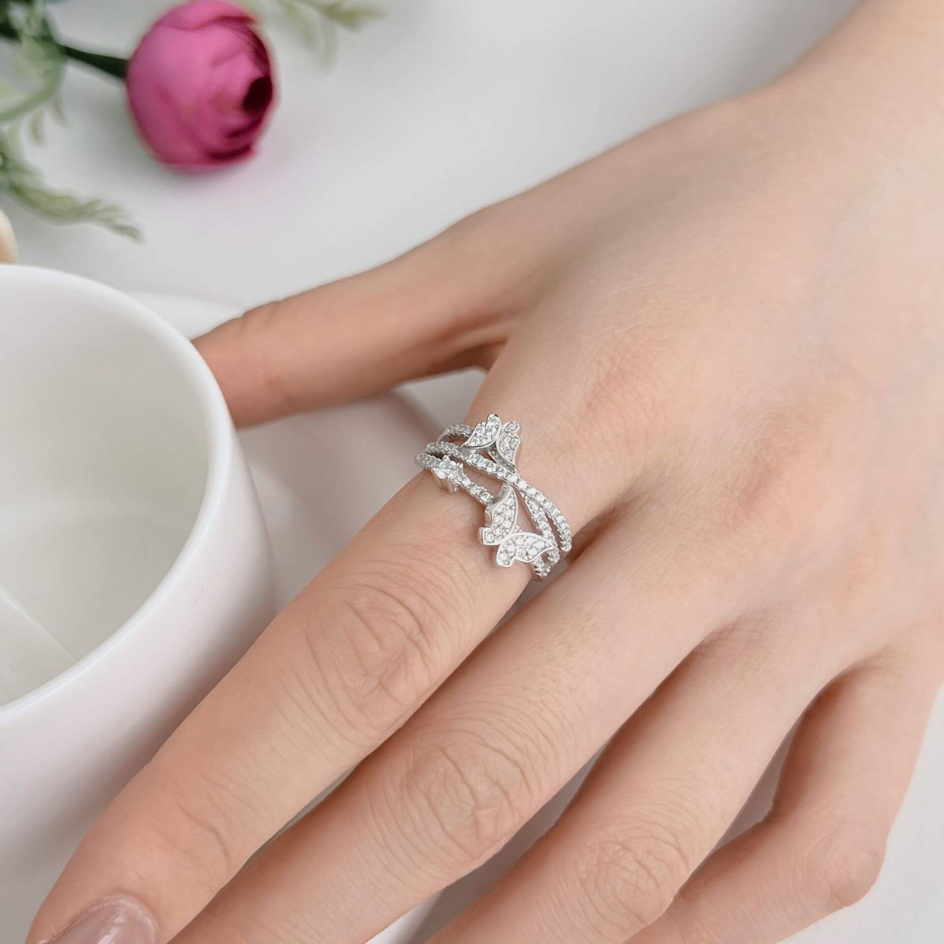 Delicate Butterfly Dance Ring