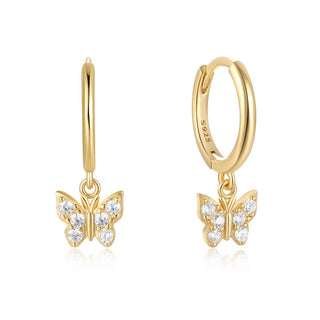 Diamond Butterfly Hoop Earrings