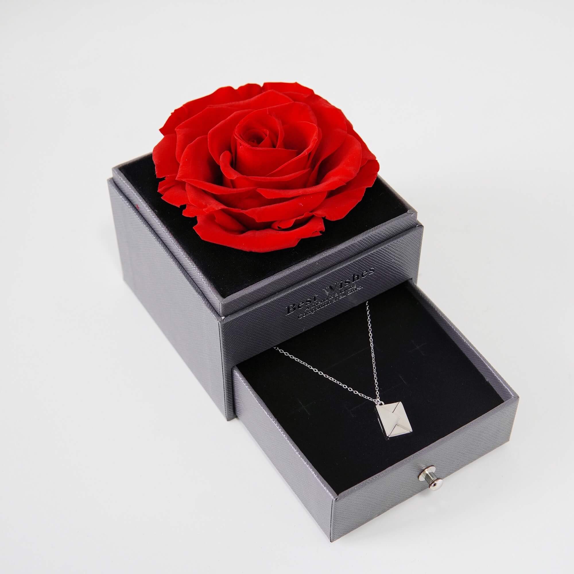 Rose Gift Box Envelope Necklace Set - eclorejewelry