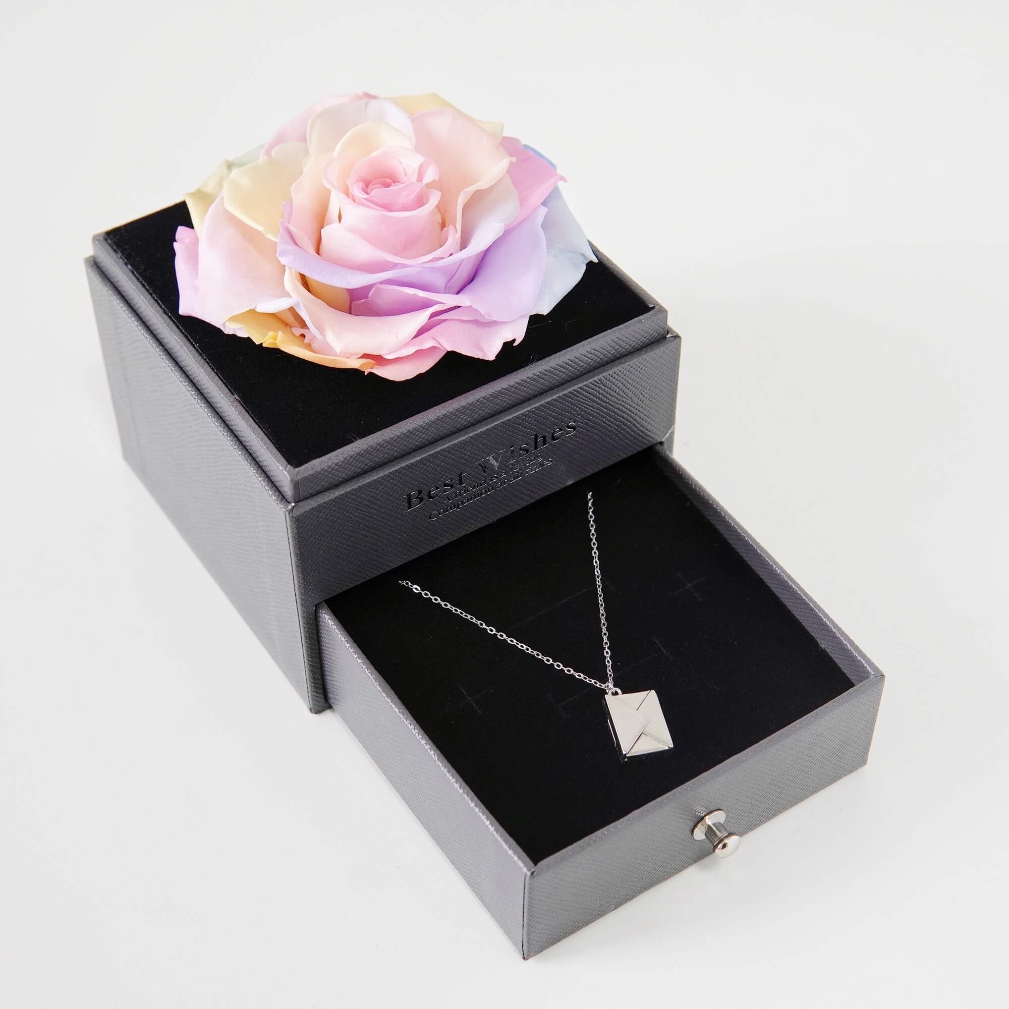 Rose Gift Box Envelope Necklace Set - eclorejewelry