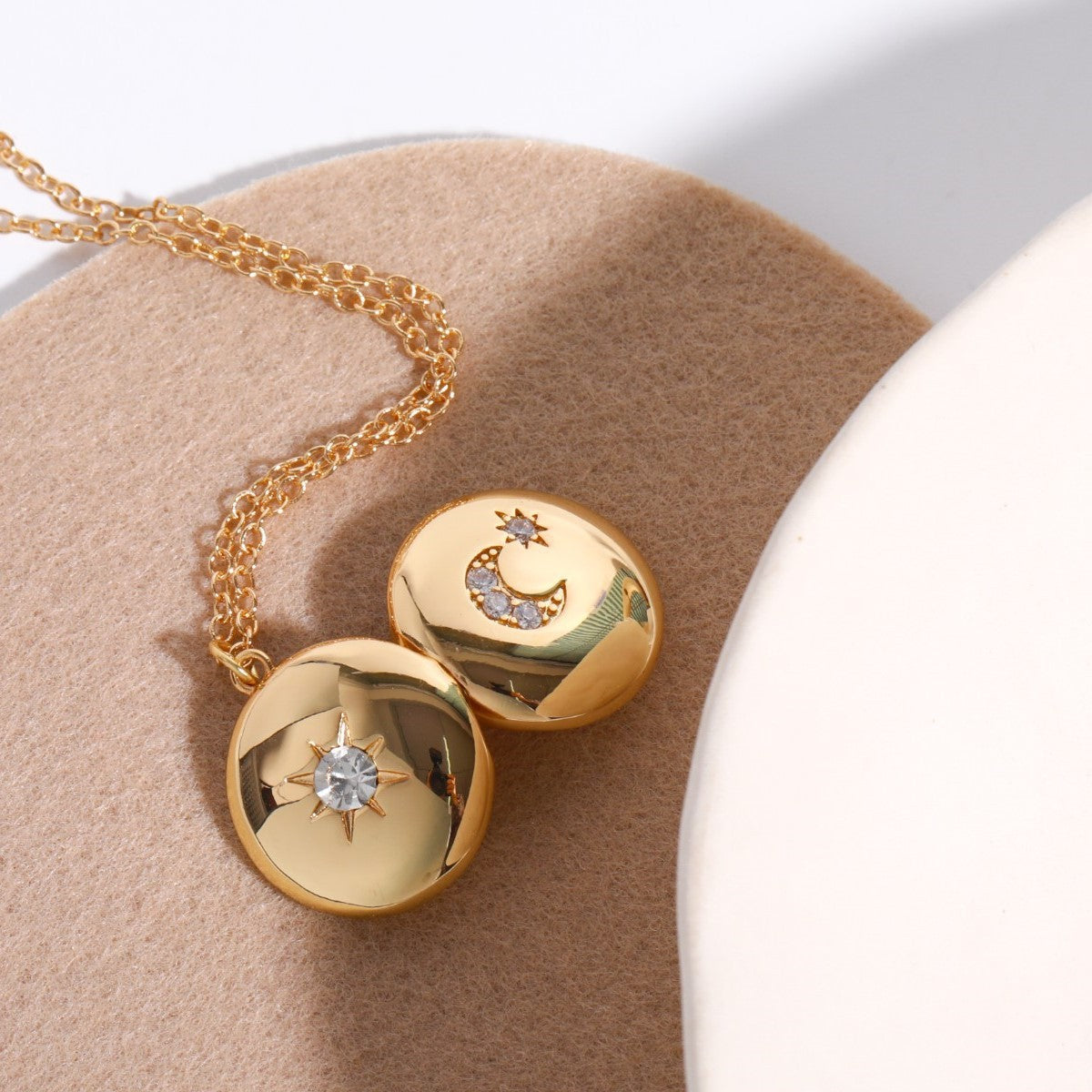 Moon and Star Locket necklace