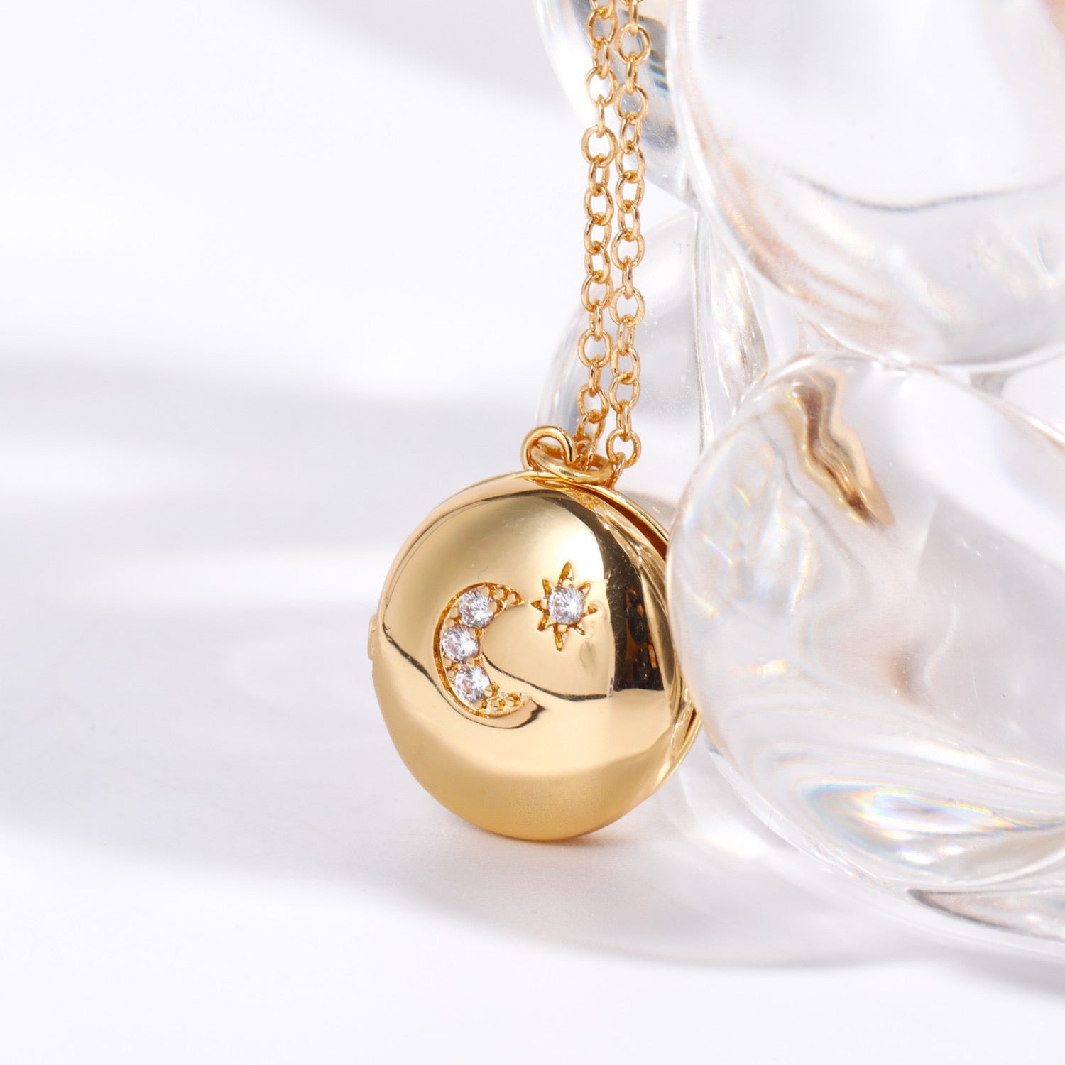 Moon and Star Locket necklace