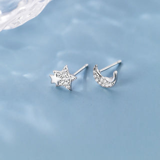 Starry Moon Stud Earrings