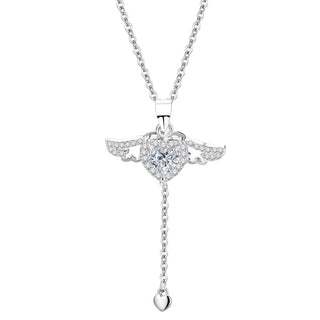 heart angel wing necklace