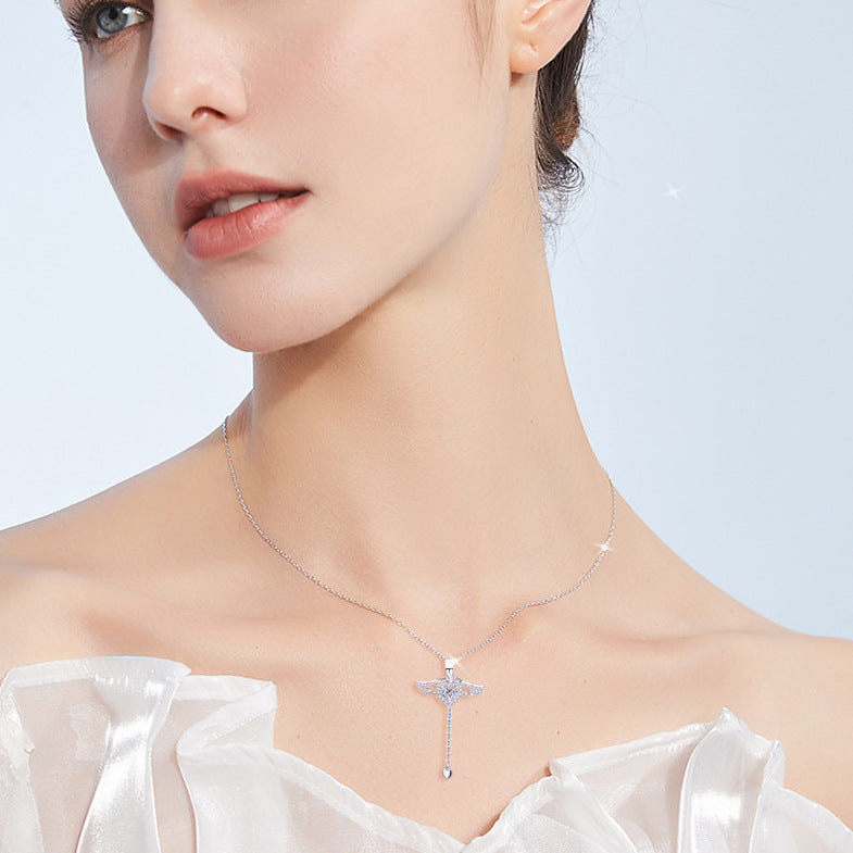 heart angel wing necklace