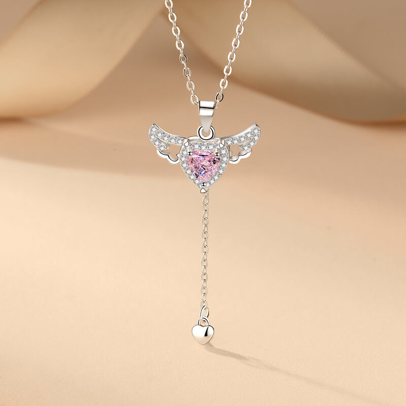 heart angel wing necklace