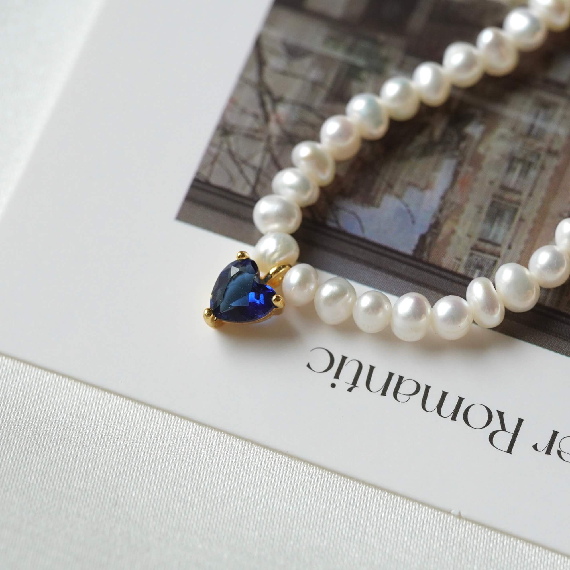 Crystal Heart Pearl Necklace