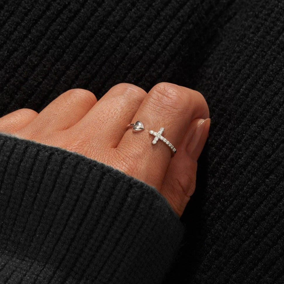 cross heart ring - eclorejewelry