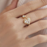 Adjustable Double Heart Ring