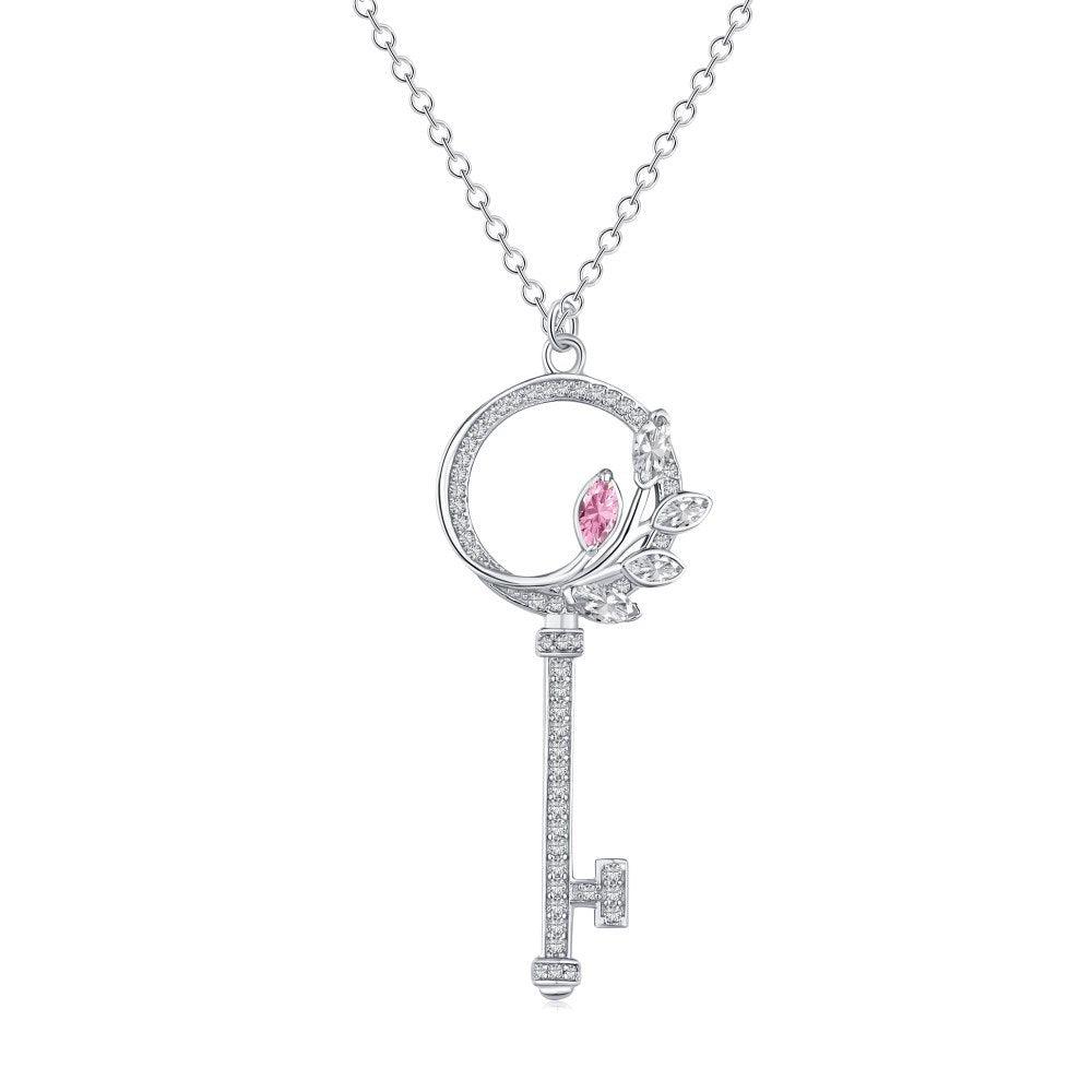 Angel Key Necklace Pink
