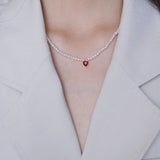 Crystal Heart Pearl Necklace