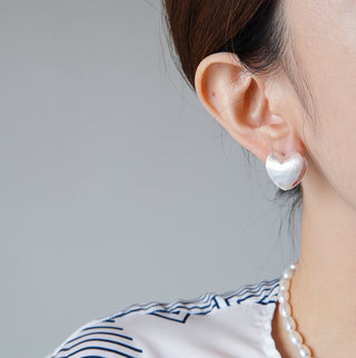 silver double side heart earrings