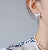 silver double side heart earrings