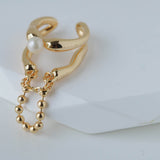 Double Chain Pearl Ear Cuff - eclorejewelry