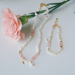 Pink Crystal Pearl Necklace