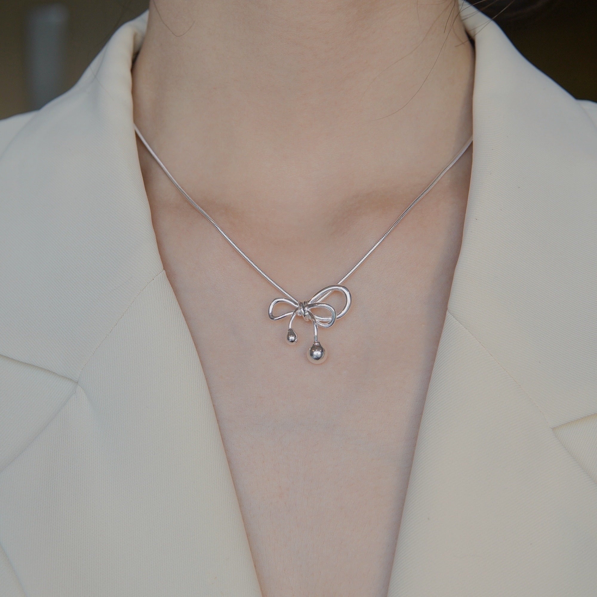 Bowknot Silver Necklace