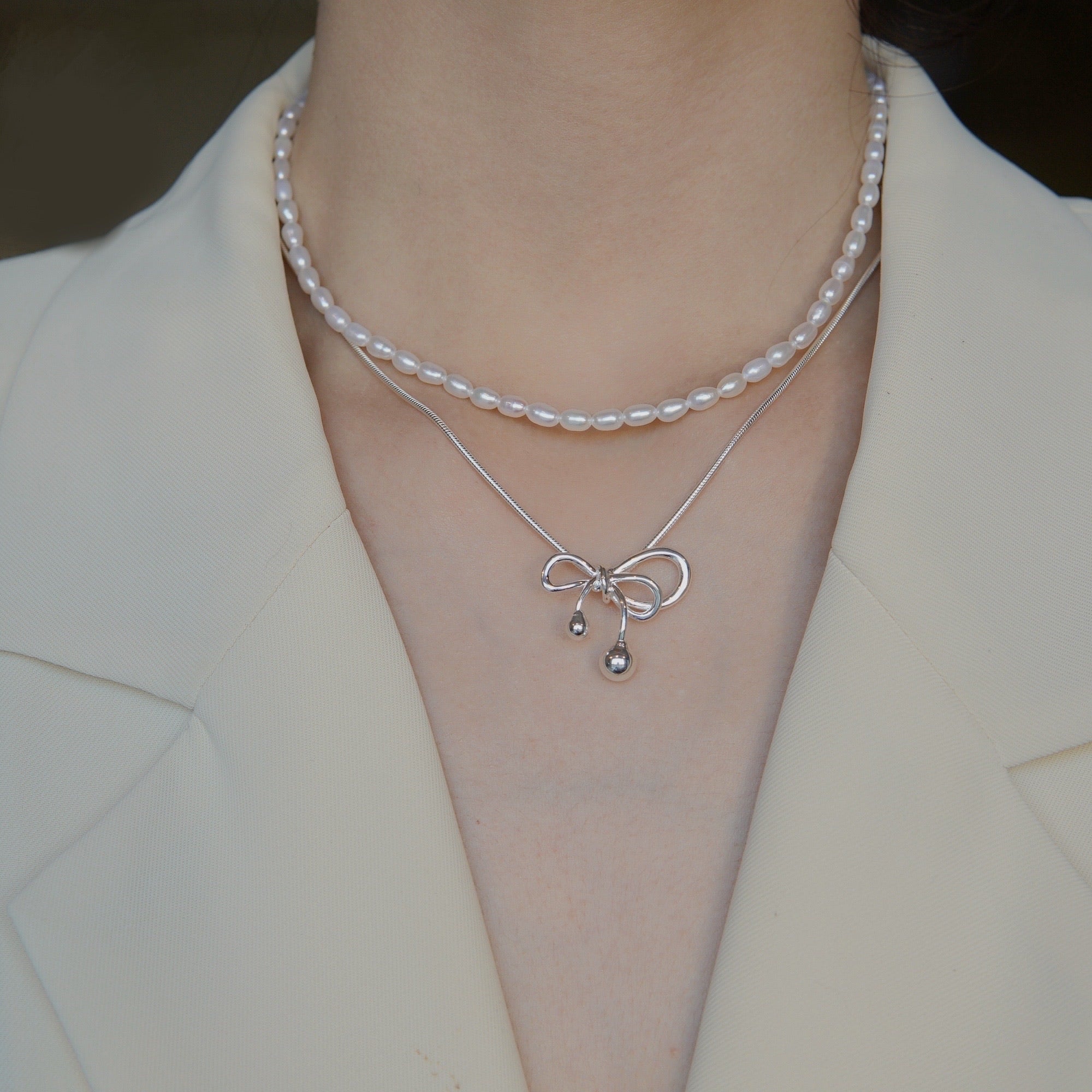 Bowknot Silver Necklace