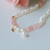 Pink Crystal Pearl Necklace