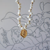 Floral Coin Pearl Necklace - eclorejewelry