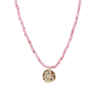 Pink Crystal Coin Necklace