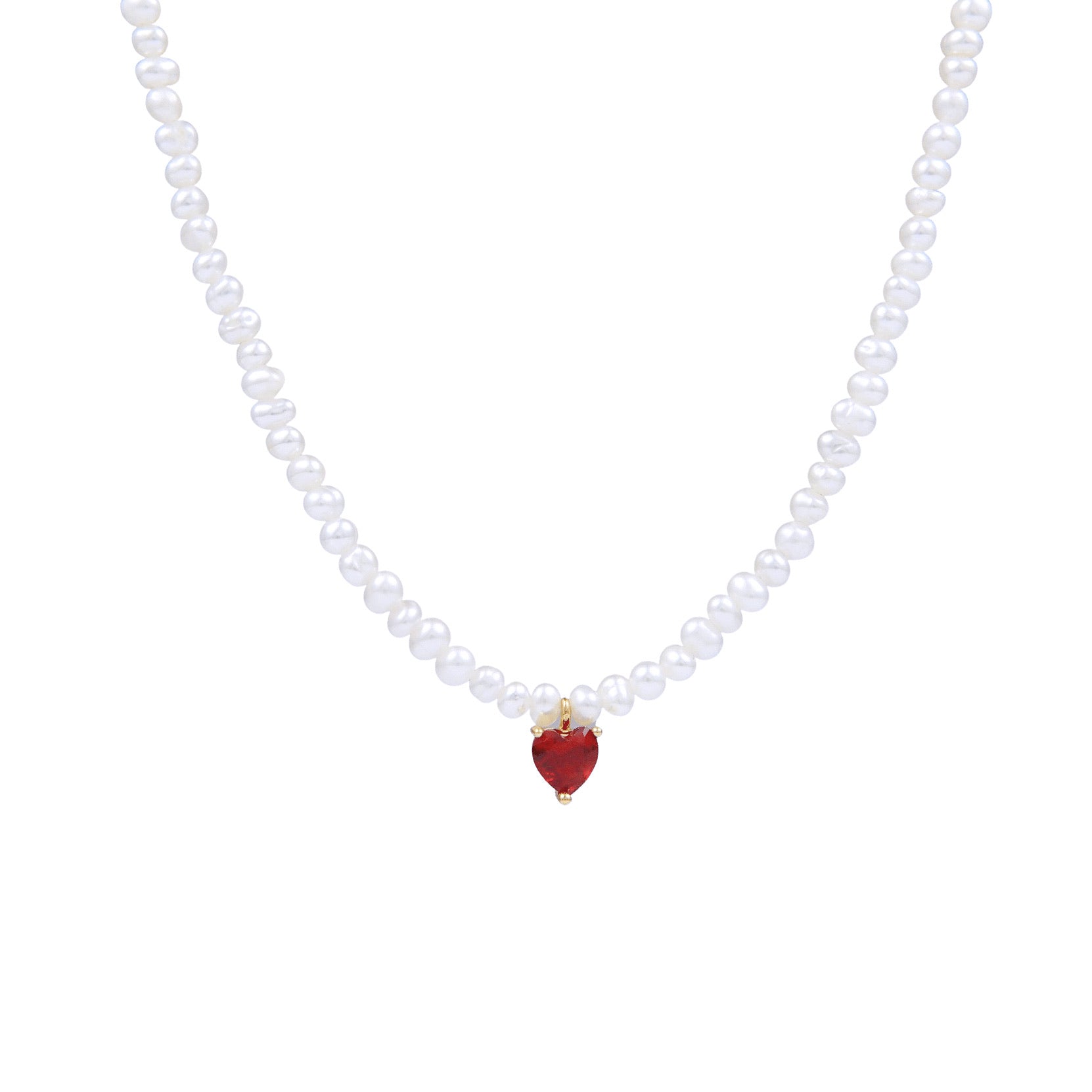 Red crystal pearl necklace